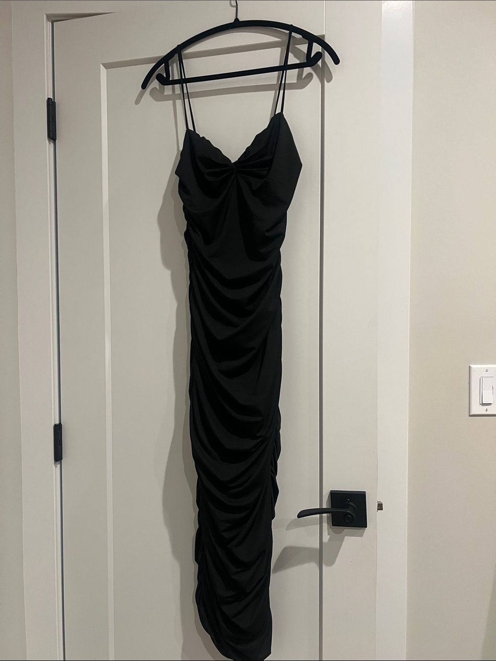 Classic Black Ruched Slip Dress - Women